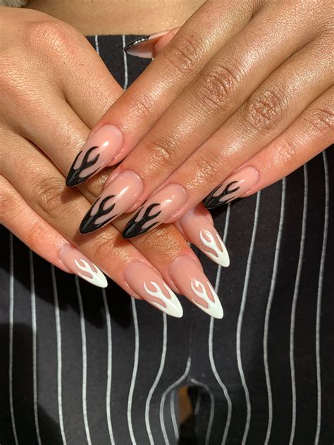 Acrylic Nails Black And White Flame Nails : These prices are subject to variation locations and ...