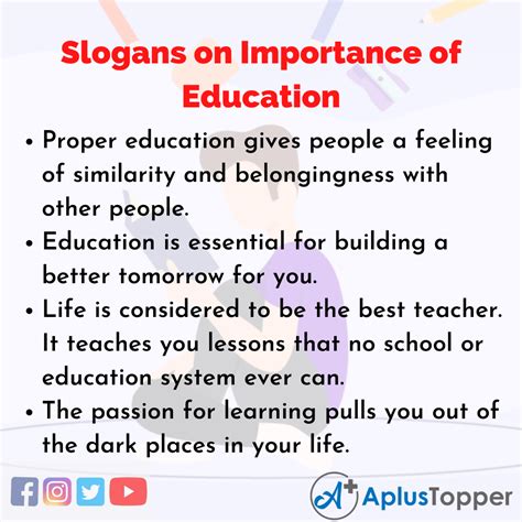 Slogans on Importance of Education | Unique and Catchy Slogans on Importance of Education in ...