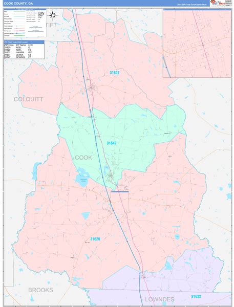 Cook County, GA Wall Map Color Cast Style by MarketMAPS - MapSales