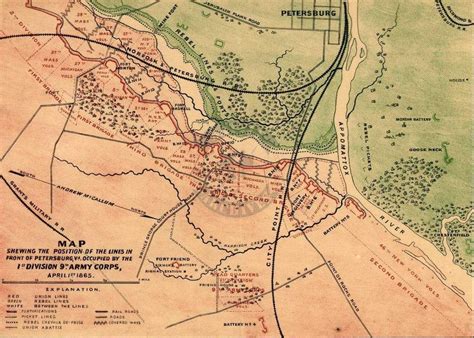 Petersburg, Virginia 1 April Battle Map – Battle Archives American ...