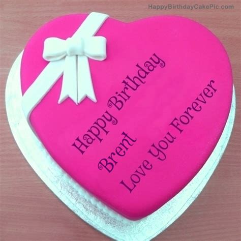 ️ Pink Heart Happy Birthday Cake For Brent