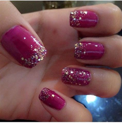 Purple pink glitter | Silver sparkly nails, Glitter tip nails, Berry nails