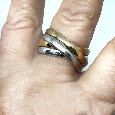 Vintage 14k Gold Ring Milor Italy Two Tone Interlocking Bands | Etsy