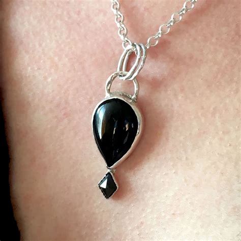 Black Onyx and Black Sapphire Handmade Silver Pendant | Black sapphire ...