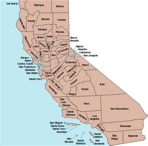 CaliforniaPrehistory.com -- California Counties Map