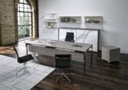 Metal Grey Wood Executive Desk - Ambience Doré
