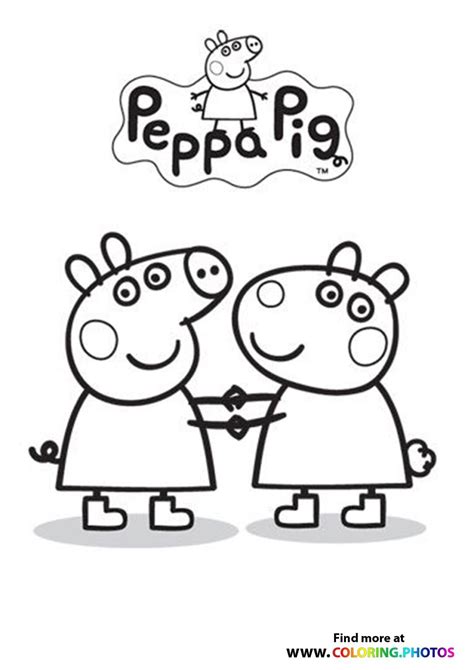 Peppa Pig and Suzzy Sheep - Coloring Pages for kids