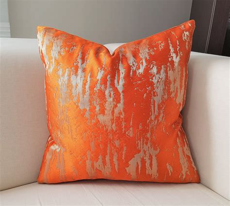 Burnt Orange Throw Pillows, Orange Pillow Covers, Navy Blue Pillows, Orange Cushions, Velvet ...