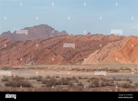 The red quartz sandstone formation standing on the surface Stock Photo ...