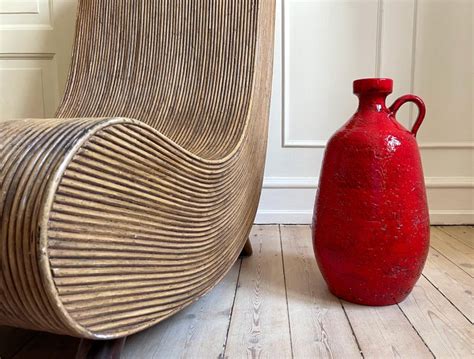 Large Shiny Red Floor Vase Modernist Chamotte Clay, 1960s For Sale at ...