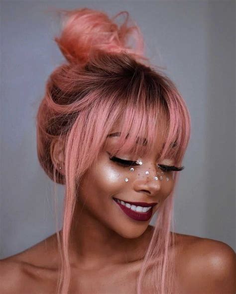 Ombre pink with top knot & bang hairstyle by nyanelebajoa........... She is soo beautiful :D ...