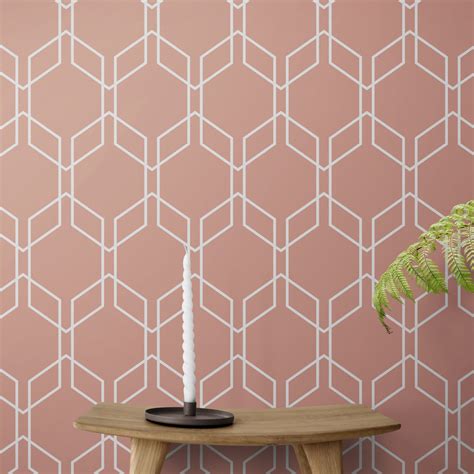 Hexagon Lattice | Pink and White Removable Wallpaper – Wall Guava