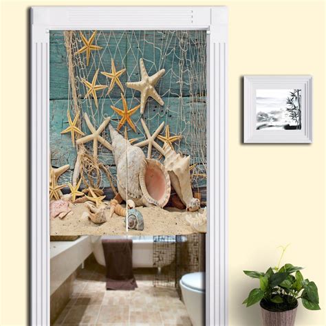 [32% OFF] Beach Starfish Bathroom Decor Door Curtain | Rosegal