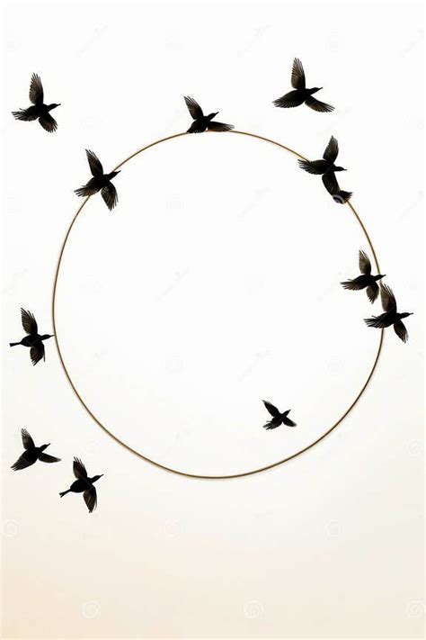 Circle of Birds Flying Around Circle of Gold Wire. Generative AI Stock Image - Image of circle ...