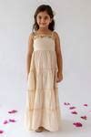 Buy Ivory Lurex With Voil Lining Placement Embroidery Sequins Dress For Girls by Kevaclothing ...