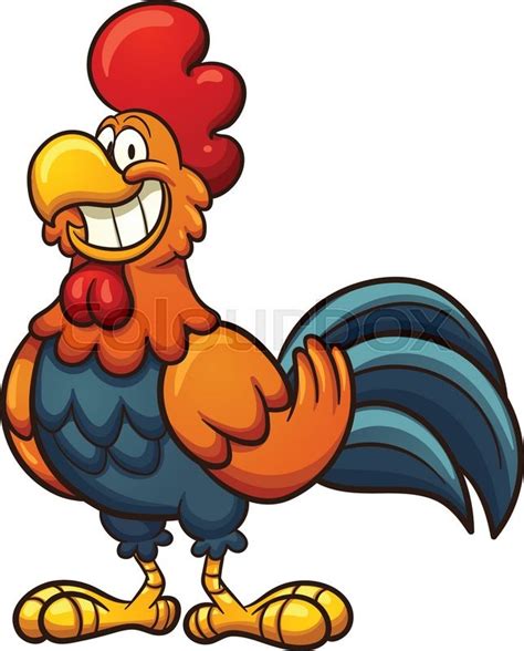 Happy cartoon rooster. Vector clip art illustration with simple ...