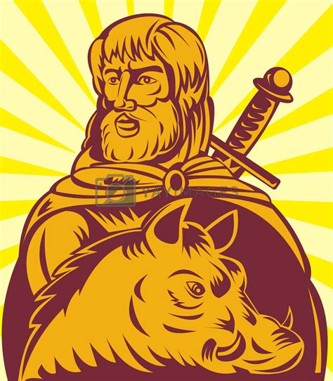 Frey Norse god of agriculture with sword and boar by patrimonio Vectors & Illustrations Free ...