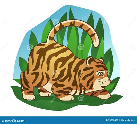 Fat little tiger stock illustration. Illustration of adorable - 93280426