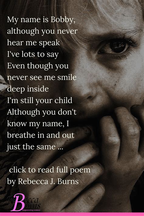 Child Abuse through a little boy’s eyes, My name is Bobby poem ...