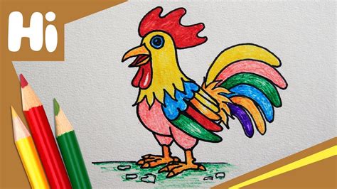 Coloring a Rooster for kids - YouTube