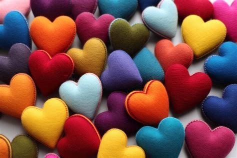 Premium Photo | Charming Colorful woolen hearts Heart craft on table ...