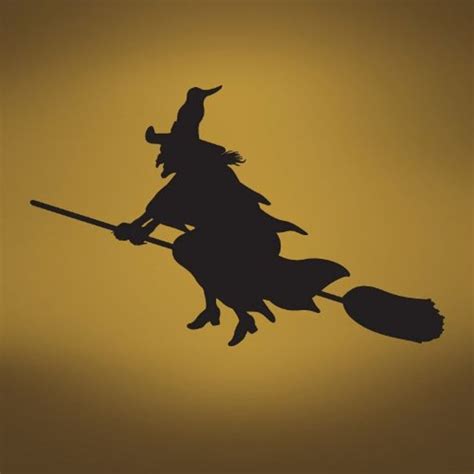 Halloween Accessory Witch Wall Decal Flying on Broom Sticker (Black Color) #393A | Halloween ...