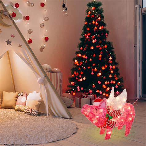 Snapklik.com : 25 Inch Pre-Lit Light Up Pig, 50 Lights Lighted Flying ...