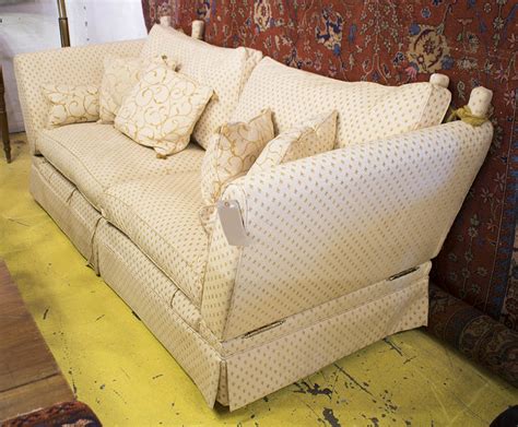 KNOLE SOFA, traditional style in patterned fabric with feather cushion ...