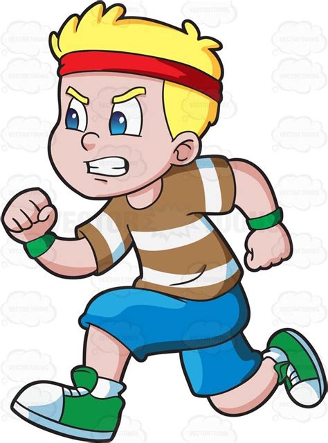 A Boy Running Fast To Win An Athletics Race | Running cartoon, Running ...