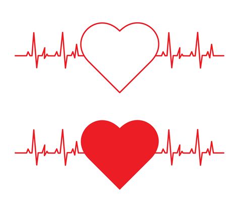 Heartbeat heart shape center line. Set of Heart beat pulse line vector icon. Heartbeat Heart ...