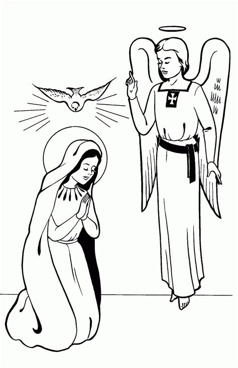 Free Mary And Angel Coloring Page, Download Free Mary And Angel ...