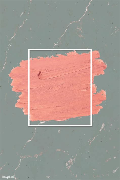 Matte orange paint with a white rectangle frame on a grayish green marble background vector ...