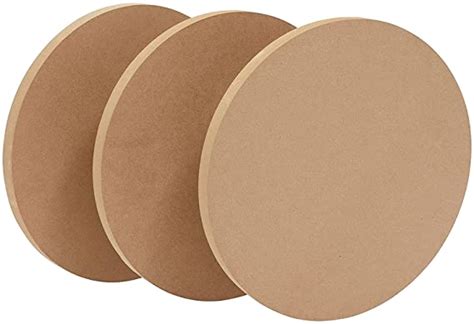 Whittlewud Pack of 3 Round Circle Pine MDF Wood Sheet 6 mm Thick 12 x 12 Inch Board for Art and ...
