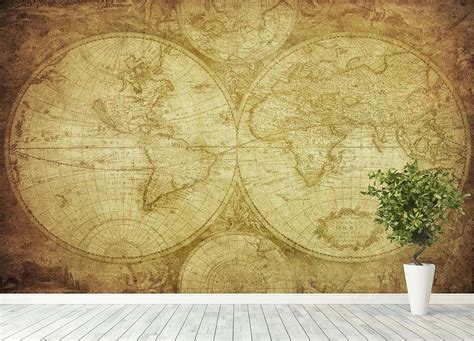 vintage map of the world Wall Mural Wallpaper | Canvas Art Rocks