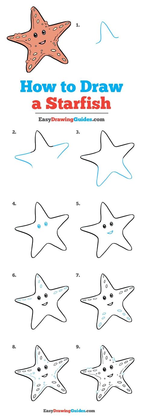 How to Draw a Cute Starfish - Really Easy Drawing Tutorial | Drawing ...