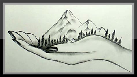 Drawing A Beautiful Mountain In Hand In Pencils Easy | Drawings, Pencil art drawings, Art drawings