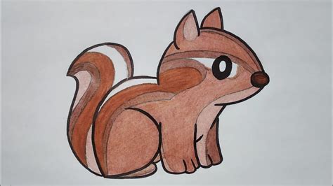 How to draw a chipmunk for kids / very easy / step by step - YouTube