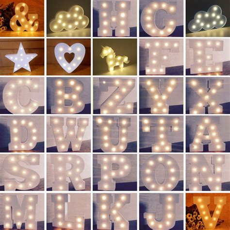 Alphabet Led Light Up Standing&Hanging Wedding Party White Wooden Letters Decor | Wooden letters ...