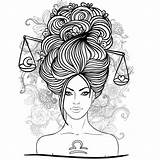 Zodiac Lady Libra Coloring Page 877 With Images  Black And White sketch template