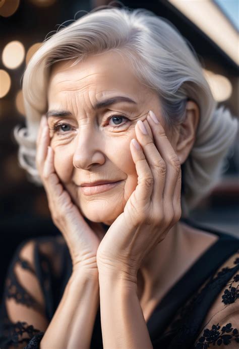 a professional glamour minimalist style photo of the elderly woman ...