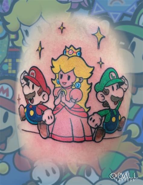 Mario Bros and Princess Peach | Mario tattoo, Peach tattoo, Brother sister tattoo