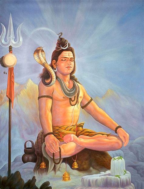 Kailashpati on Kailash (Meditating Shiva) with Shivalinga of Ice ...