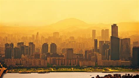 south korea, seoul, capital city, evening, skyscrapers, lights, blue, sky, hdr 4k, HD Wallpaper ...