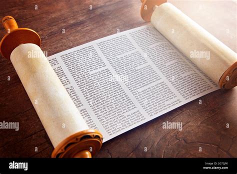 Ancient Looking Hebrew Scroll of the Torah Stock Photo - Alamy