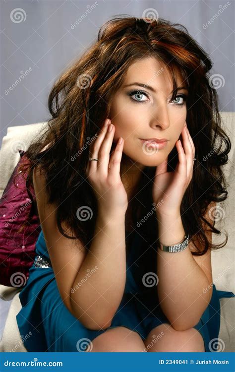 Lovely Brunette With Blue Eyes Stock Image - Image: 2349041