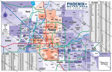 Phoenix Metro Area Zip Code Map (Cities colorized) – Otto Maps