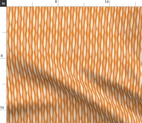 Wavy vertical peach and ivory stripes on Fabric | Spoonflower