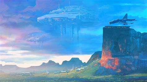 Sci-Fi Spaceship Vista HD Wallpaper by Jeremy Bennison