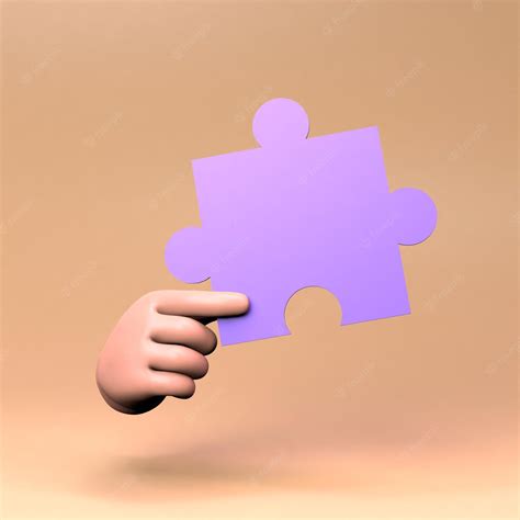 Premium Photo | The hand holds a purple puzzle 3D render illustration