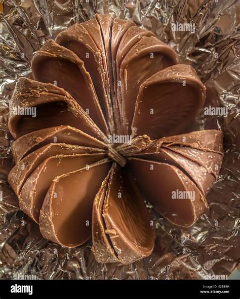 Opened chocolate orange in segments in a foil wrapper Stock Photo - Alamy